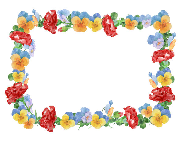 红色康乃馨和三色堇图片下载