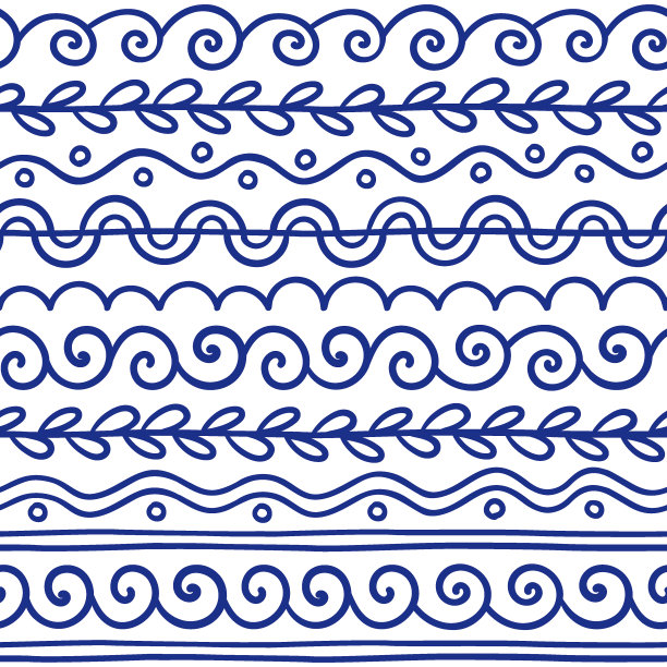 向量希腊波和曲流装饰元素设置。传统的无缝复古装饰元素与希腊图案，逶迤。无缝向量点缀。图片下载