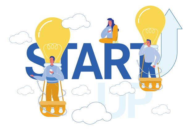 创业团队在气球上崛起。图片下载