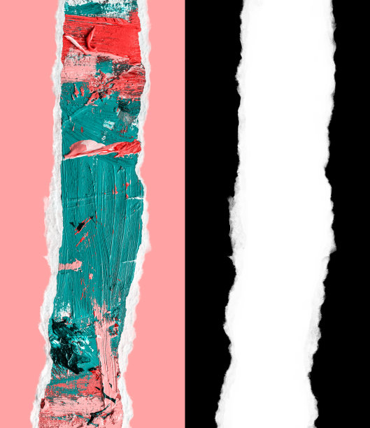 酷的微距照片单纸条与撕裂的边缘孤立在粉红色的背景与油漆纹理图片下载