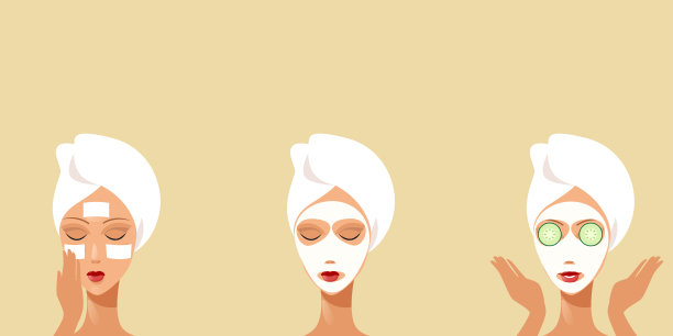 年轻女子接受黄瓜面膜裹在毛巾女孩清洁和护理她的面部护肤spa治疗概念步骤肖像如何敷面膜图片下载