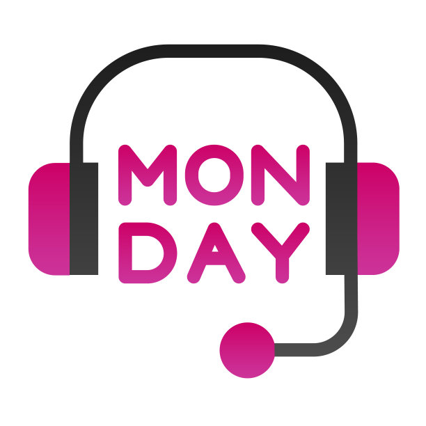 耳机平图标。耳机与文本颜色图标在时尚的平面风格。周一题字渐变风格设计，专为网页和应用设计。Eps 10。图片下载