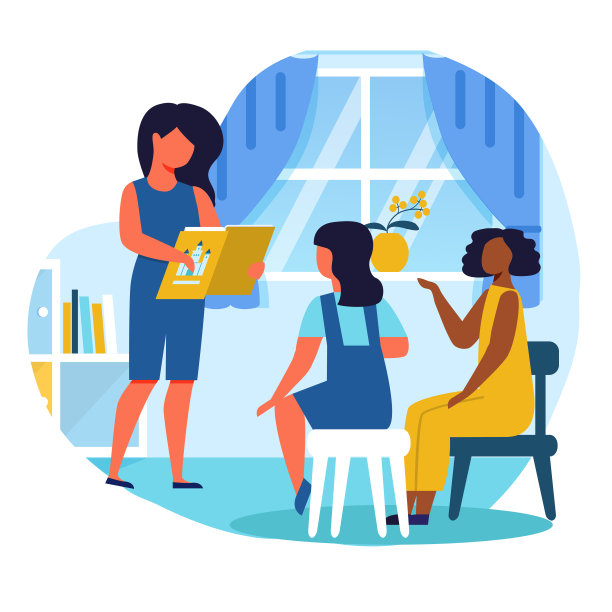 女孩阅读童话平面矢量插图图片下载