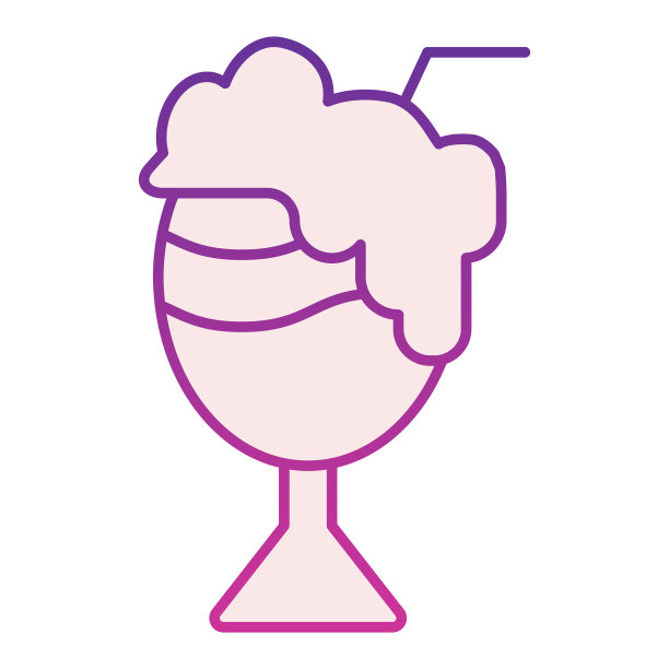 鸡尾酒与泡沫平面图标。牛奶鸡尾酒紫色图标在时尚的平底风格。甜鸡尾酒渐变风格设计，为网页和应用设计。Eps 10。图片下载