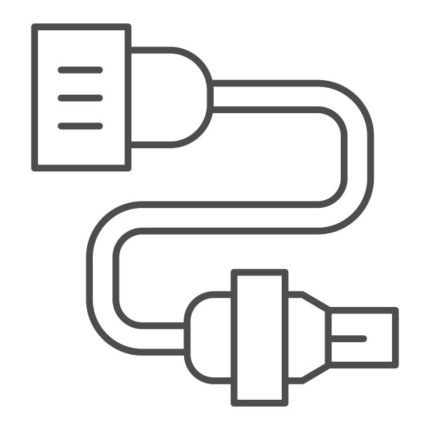 汽车电器线路细线图标。汽车插头矢量插图孤立在白色。汽车电气零件轮廓造型设计，为网页和应用设计。Eps 10。图片下载
