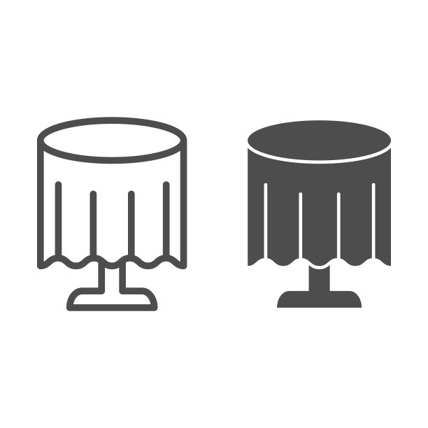 台布上的桌线和字形图标。餐厅餐桌矢量插图孤立在白色。圆桌轮廓风格设计，专为网页和应用设计。Eps 10。图片下载