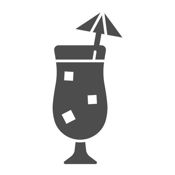 海滩鸡尾酒固体图标。夏天喝矢量插图孤立在白色。鸡尾酒与伞字形风格设计，设计为web和应用程序。Eps 10。图片下载