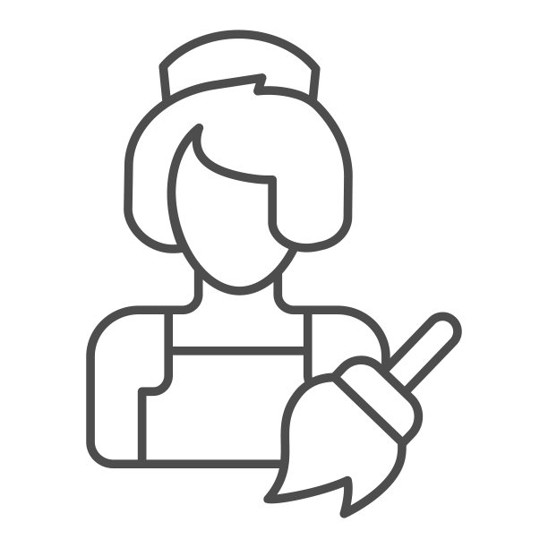 女保洁员细线图标。干净的服务矢量插图孤立在白色。女佣轮廓风格设计，为网页和应用程序设计。Eps 10。图片下载