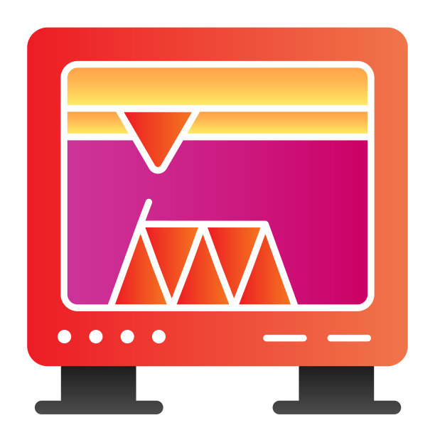 3D打印平面图标。3D打印过程的颜色图标在时尚的平面风格。3d打印机工作渐变式设计，适用于网页和应用程序。图片下载
