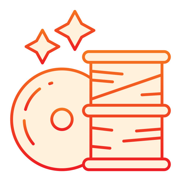 灯丝为3D打印机的平面图标。3d打印机线圈橙色图标在时尚的平面风格。3D打印渐变样式设计材料，适用于网页和应用。Eps 10。图片下载