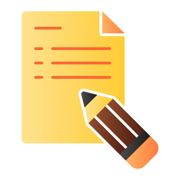 笔记和铅笔平面图标。铅笔和文件颜色图标在时尚的平面风格。列表渐变风格设计，为网页和应用设计。Eps 10。图片下载