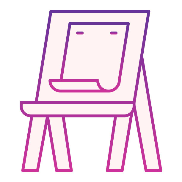 画架与纸平面图标。艺术设备紫色图标在时尚的平面风格。艺术家画架渐变风格设计，为网页和应用设计。Eps 10。图片下载