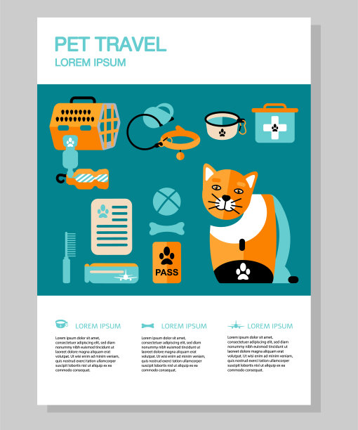 设置动物运输的平面风格图标。图片下载