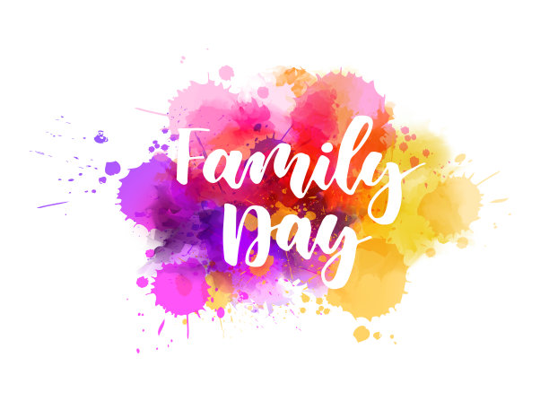 家庭日-手写字母水彩飞溅图片下载