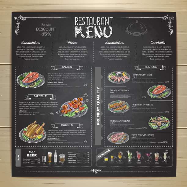 粉笔画餐厅菜单设计图片下载