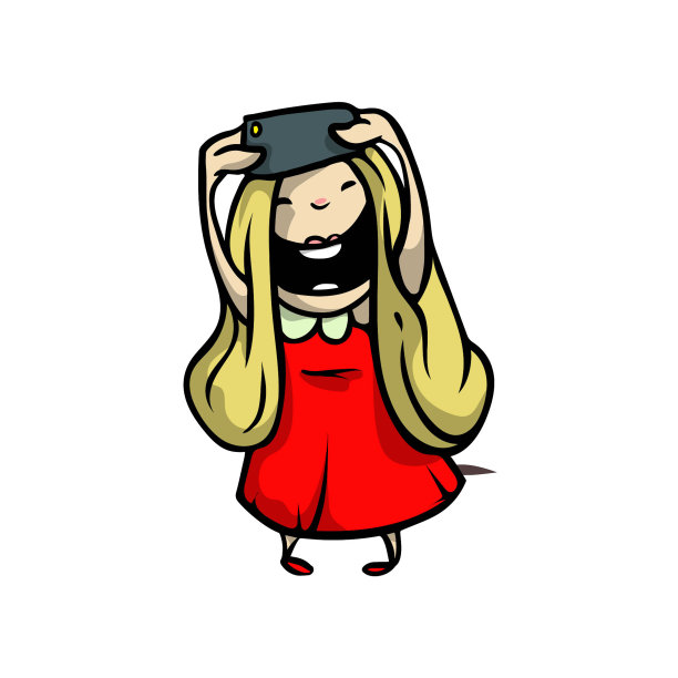 可爱有趣的金发女孩长头发自拍照片图片下载