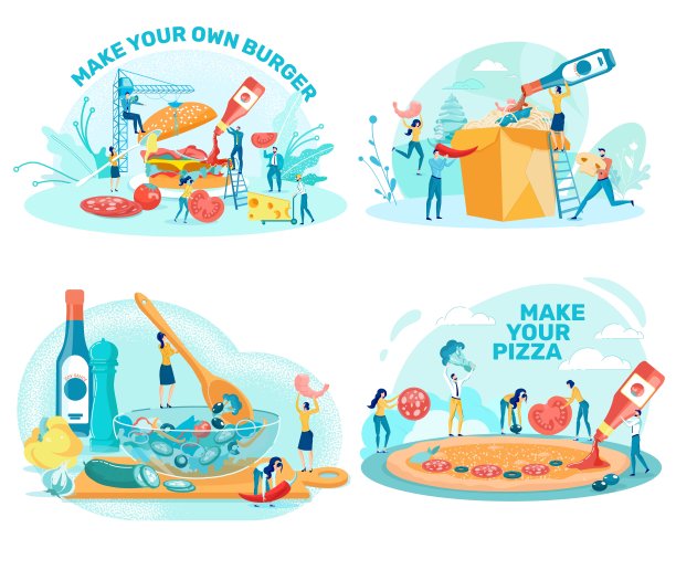 咖啡馆晚餐配料选择插图集图片下载