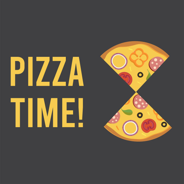 披萨时间印刷横幅，食品配送活动图标，矢量插图图片下载