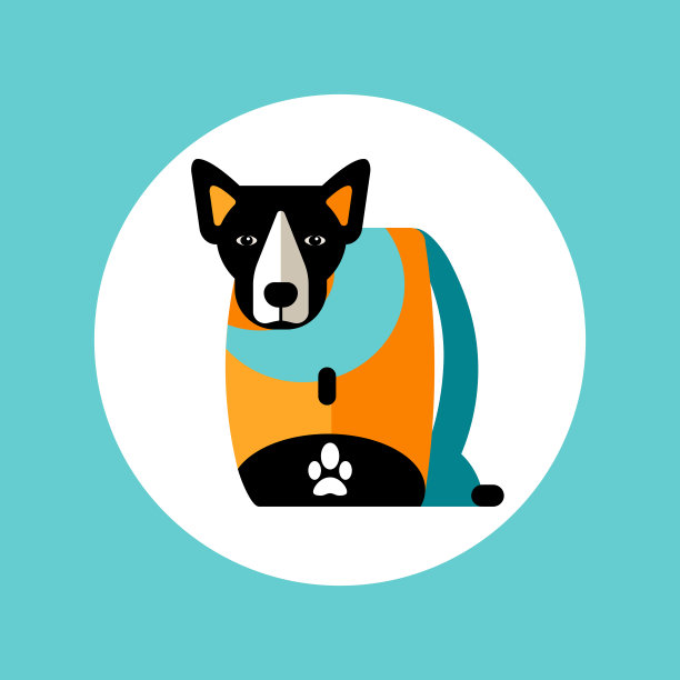 平面风格图标的背包狗。图片下载