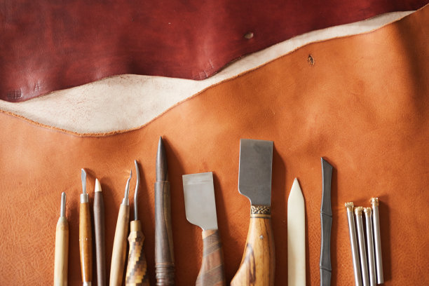 皮革材料和工具图片下载