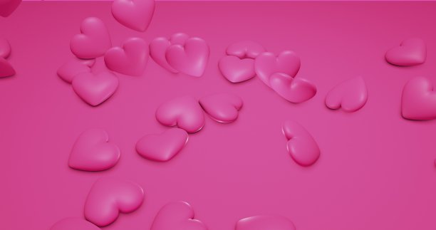 粉红色可爱的下降多边形心。情人节。事件背景。3D渲染3D插图图片下载