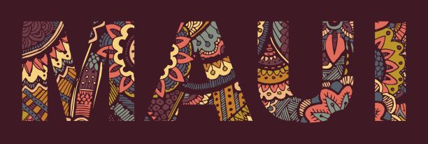 题词毛伊的抽象手绘风格。用涂鸦装饰的字母图片下载