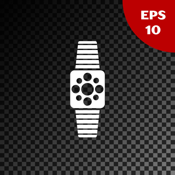 白色智能手表图标孤立在透明的黑暗背景。矢量图图片下载