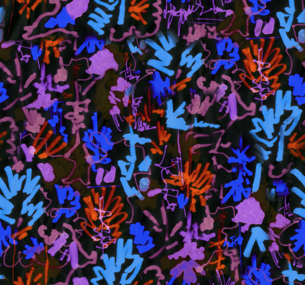 抽象的无缝模式。抽象背景与涂鸦在亚洲霓虹风格。图片下载