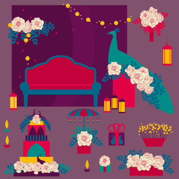 印度的婚礼。矢量插图。图片下载