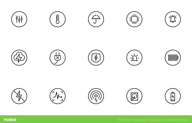 电源图标-像素对齐，像素完美，可编辑的描边，易于伸缩。图片下载
