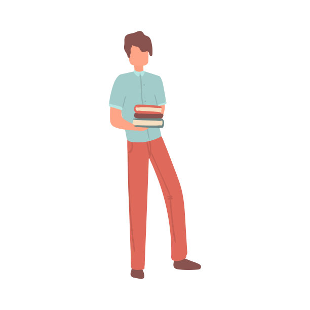 穿着红裤子和白衬衫的可爱的现代学生男孩图片下载