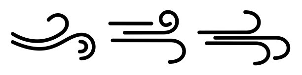 设置风吹线图标。吹风轮廓图标。风的天气符号，标志-股票矢量图片下载