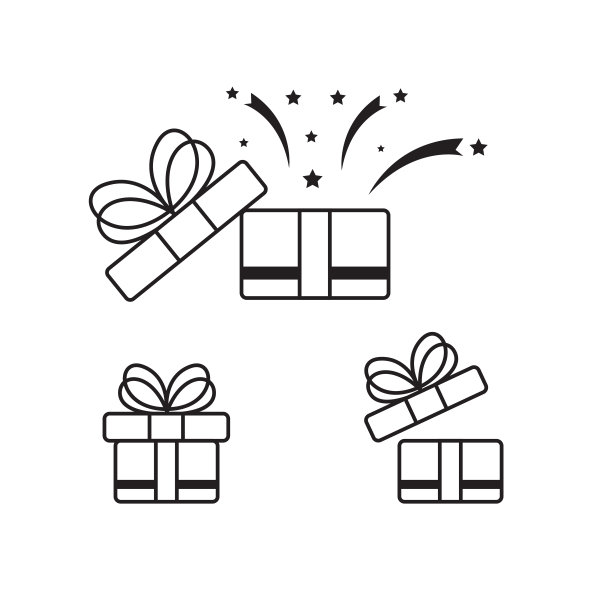 礼品盒丝带线图标矢量插图图片下载