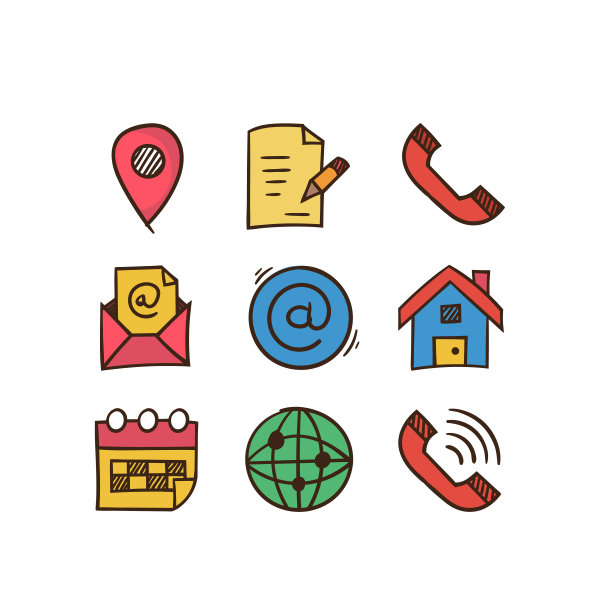 联系信息图标矢量绘图图片下载