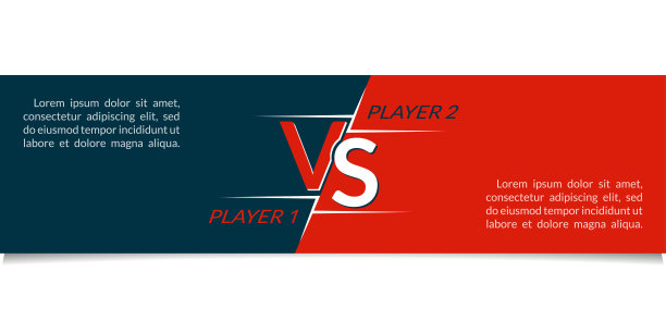 与水平的旗帜。对战、游戏、运动队、拳击、比赛、比赛的VS背景。网页或网站的页眉或页脚，带有文本空间。矢量插图。图片下载