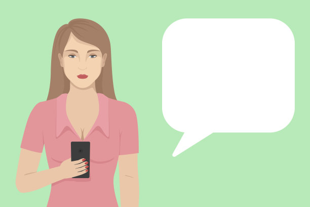 短信。一个女人在看手机短信。向量图片下载