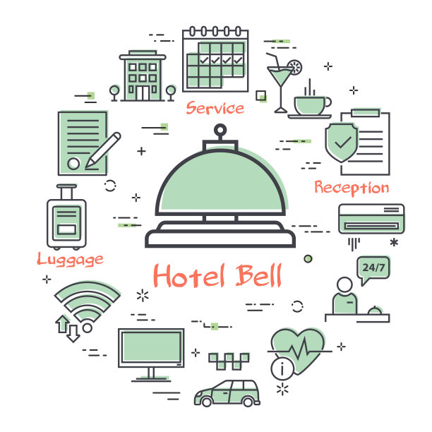 矢量酒店服务广场概念-酒店钟的图标图片下载