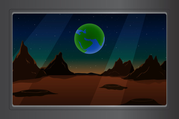 从飞船的舷窗看火星。矢量图图片下载