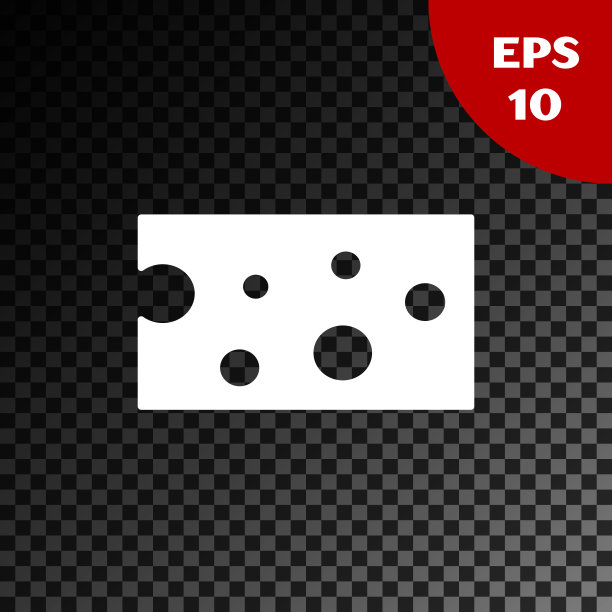 白色奶酪图标孤立在透明的黑暗背景。矢量图图片下载