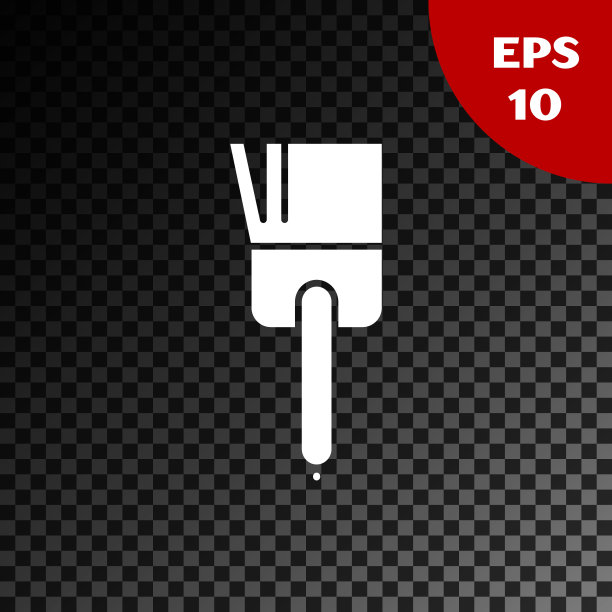 白色厨房刷图标孤立在透明的黑暗背景。矢量图图片下载