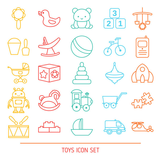 一套婴儿玩具系列图标图片下载
