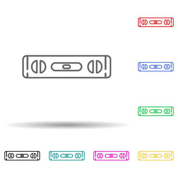 工具级多颜色样式图标。简单的细线，轮廓矢量测量仪器图标的用户界面和用户体验，网站或移动应用程序图片下载