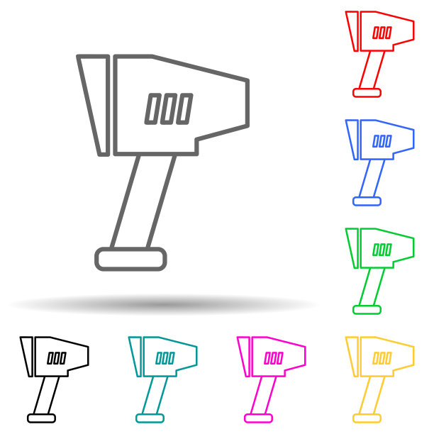 速度雷达多色风格图标。简单的细线，轮廓矢量测量仪器图标的用户界面和用户体验，网站或移动应用程序图片下载