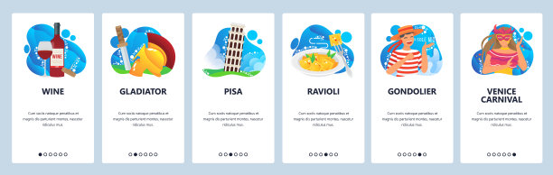 意大利网站和移动应用程序上的屏幕矢量模板图片下载