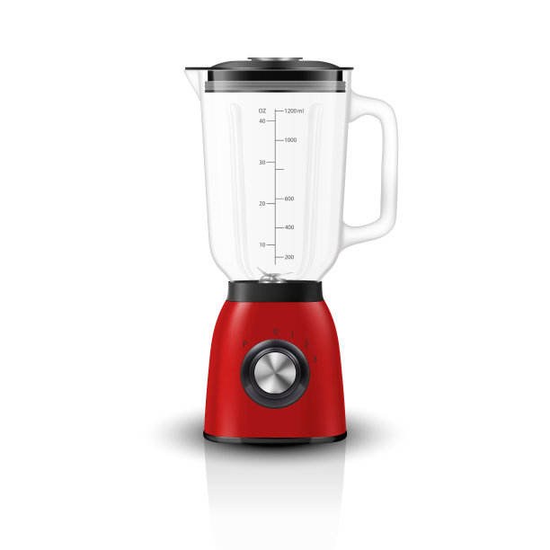 矢量3d现实电动榨汁机搅拌器器具与玻璃容器图标特写隔离在白色背景。设计模板，健康食品和饮料概念图片下载