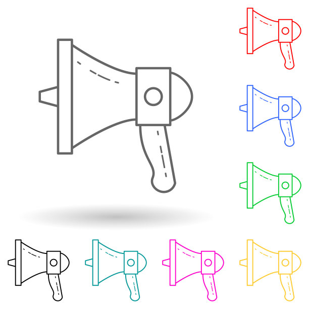 耳机多色风格图标。简单的细线，轮廓矢量媒体图标的用户界面和用户体验，网站或移动应用程序图片下载