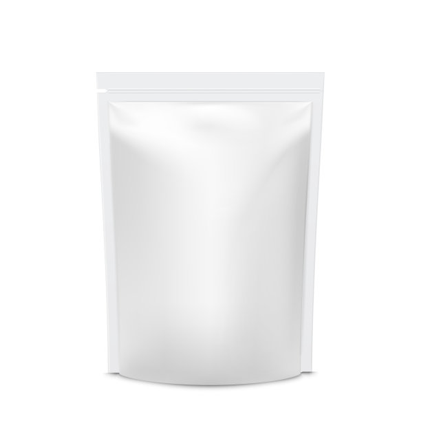 真实的矢量模拟铝箔食物站起来弹性袋袋。图片下载