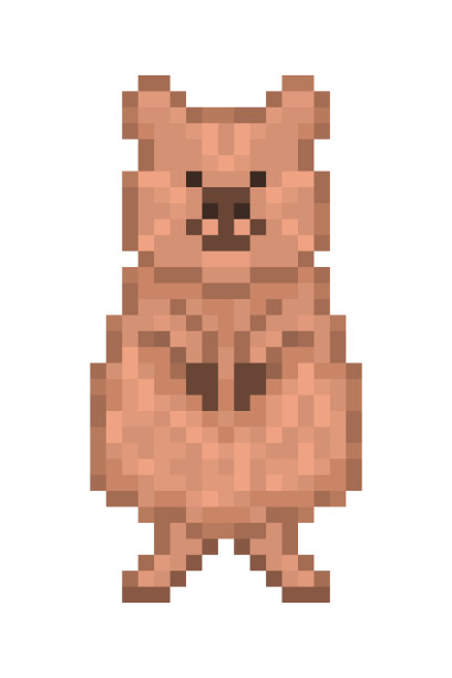可爱的短尾矮袋鼠角色，像素艺术图标孤立在白色背景。8位澳大利亚动物符号。老式老虎机/电子游戏图像。图片下载