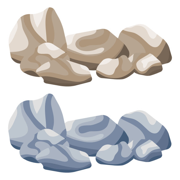 石头，大大小小的石头，一套一套的石头。平面设计、向量图片下载