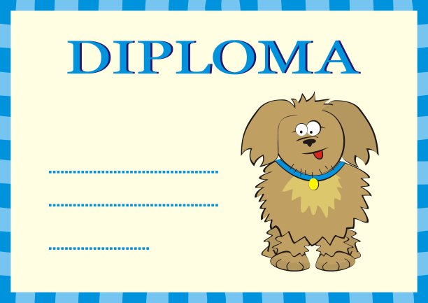 文凭，微笑的狗，矢量插图图片下载